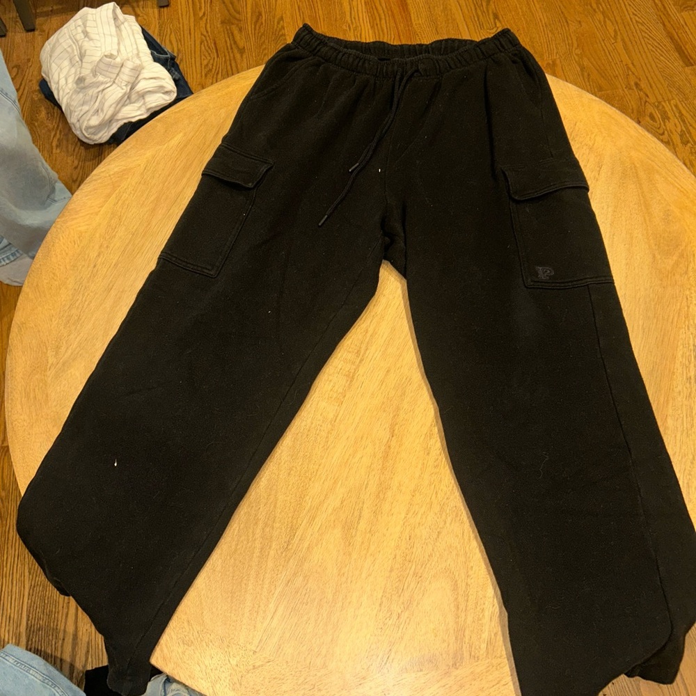 PINK -Black Cargo Sweatpants LARGE